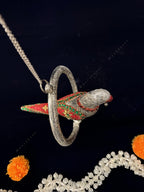Hanging Parrot in Ring German Silver