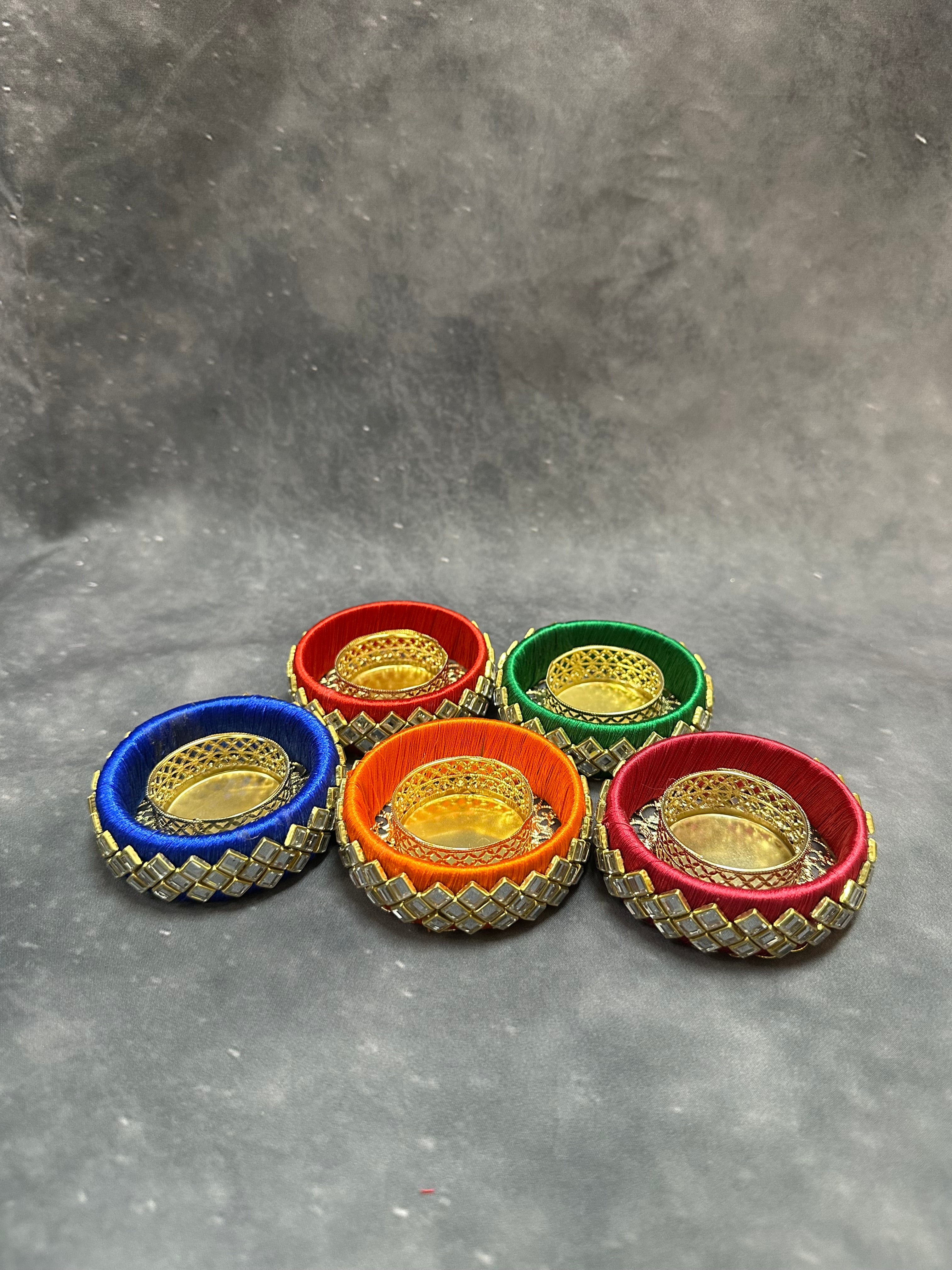 Broad Kundan Tea Light Holder
