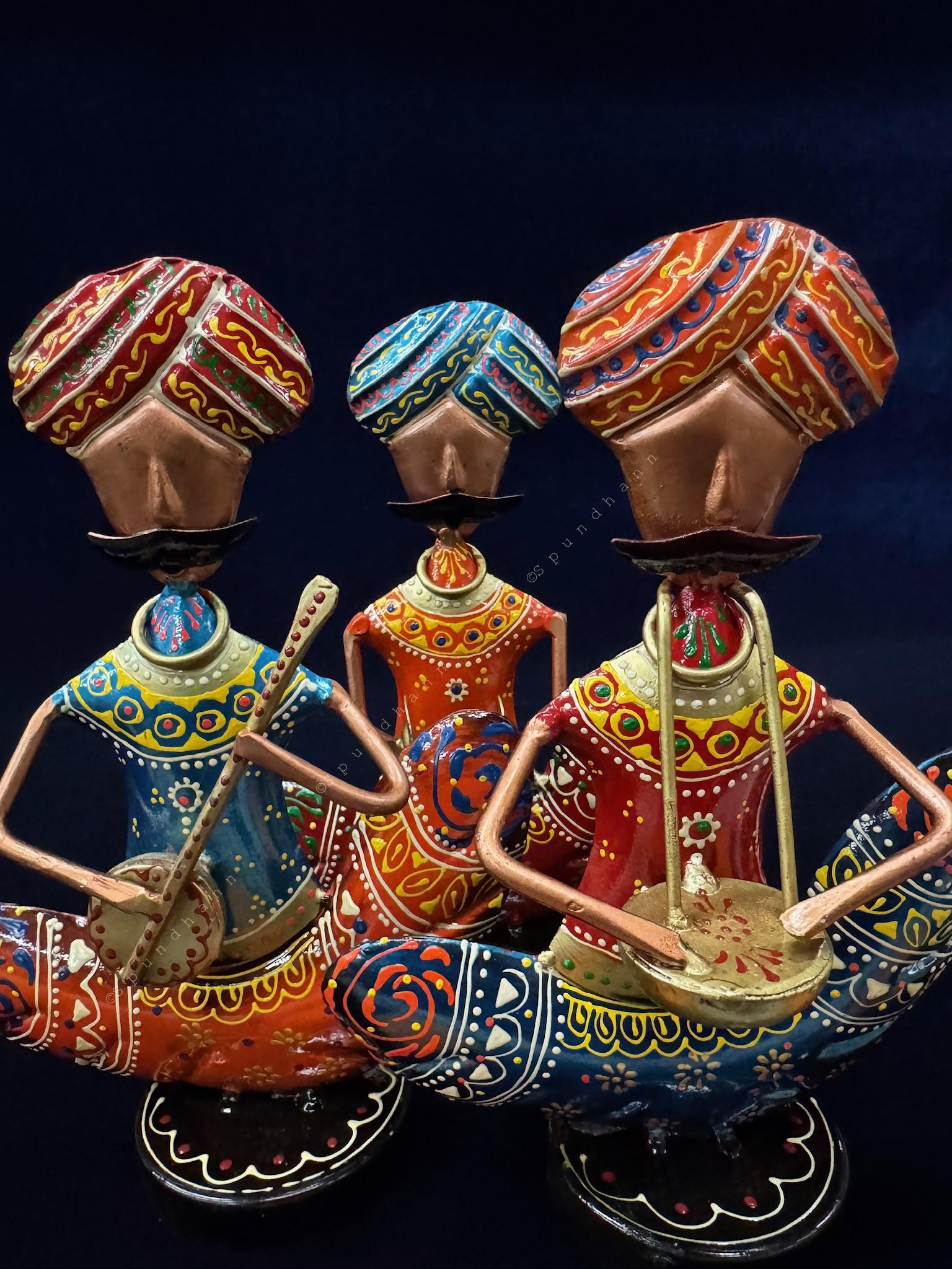 Tribal Musicians Figurines sitting Set of 3
