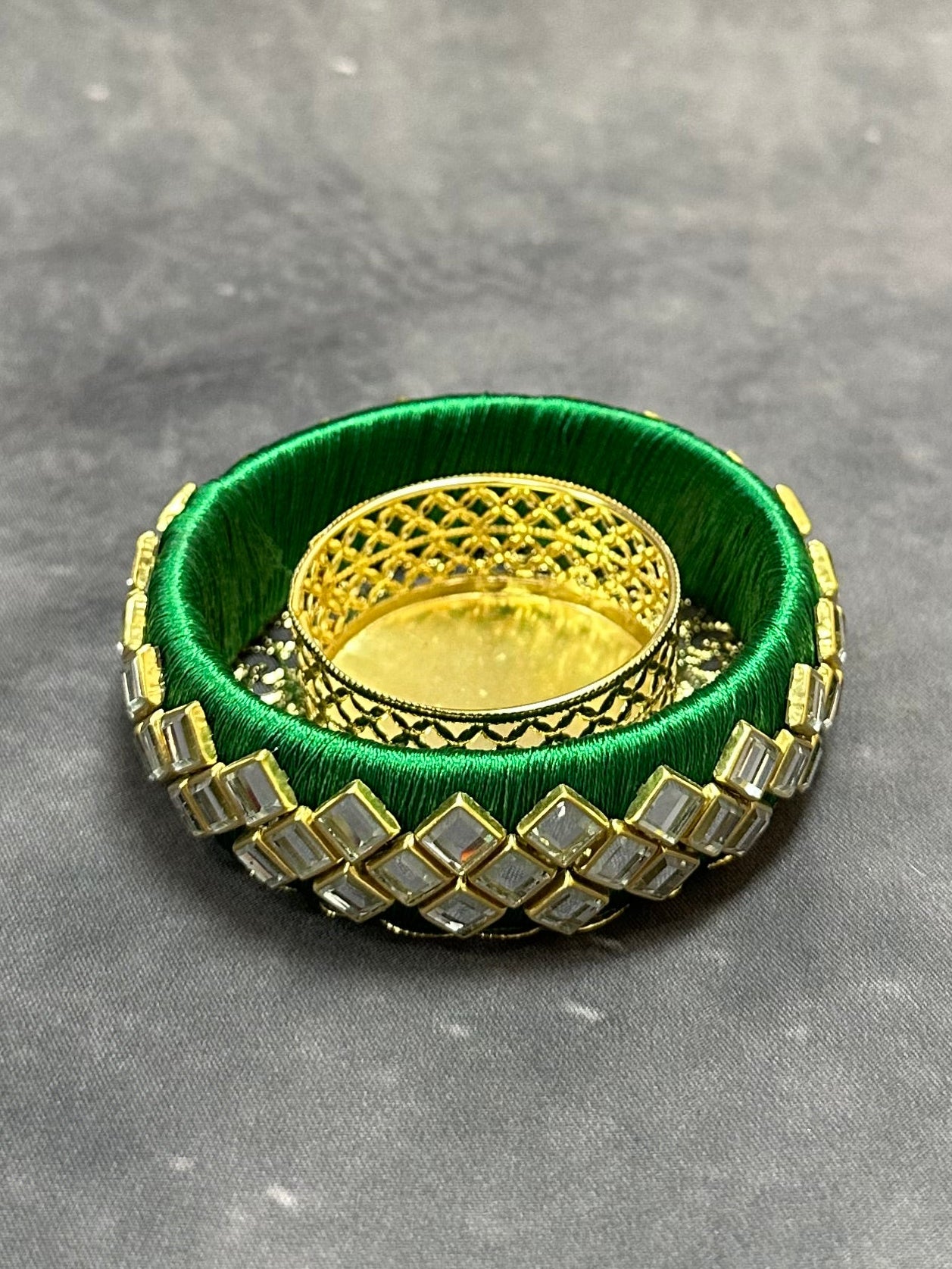Broad Kundan Tea Light Holder