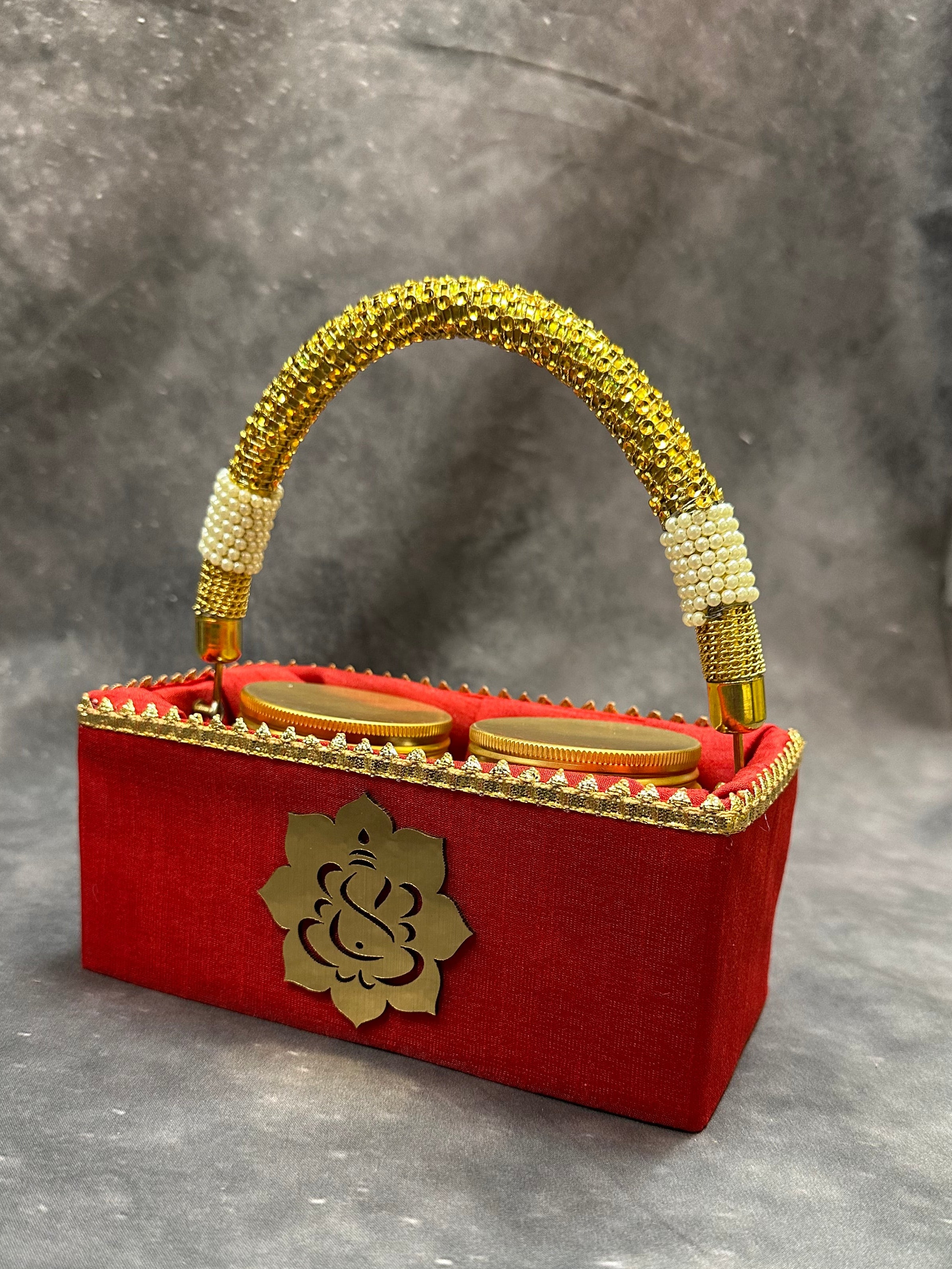 Wood Basket With Pearl Handle