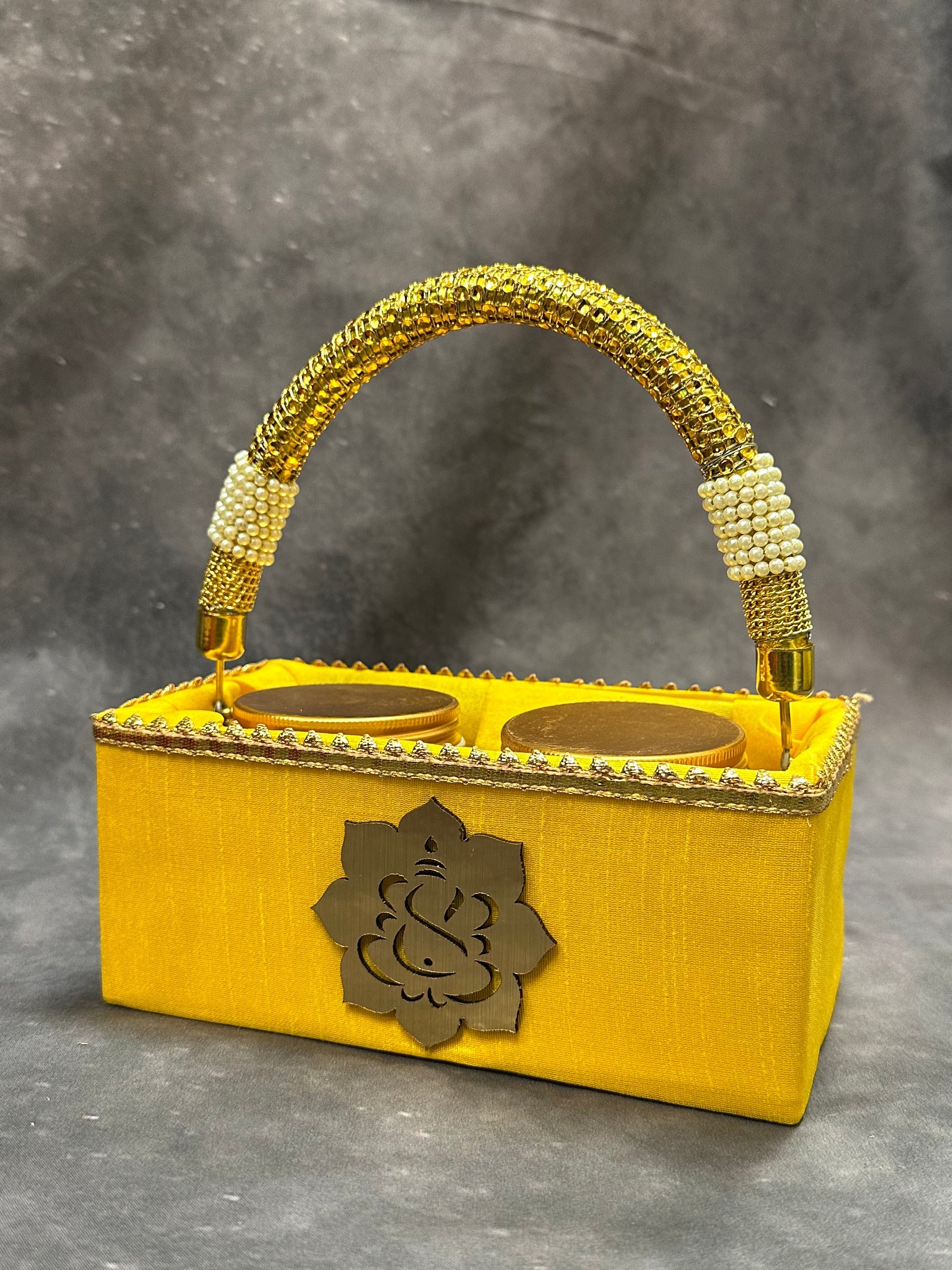 Wood Basket With Pearl Handle