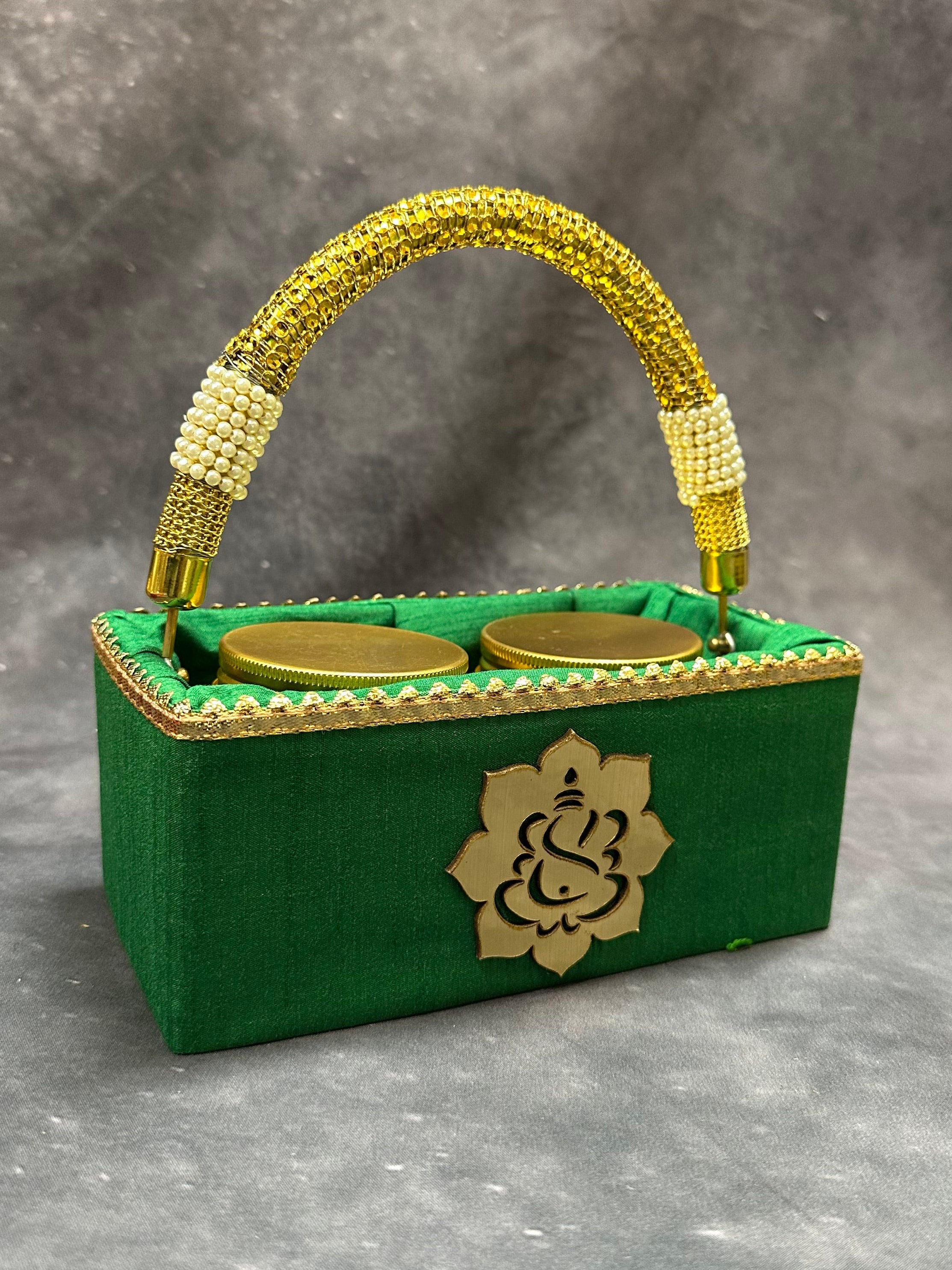 Wood Basket With Pearl Handle