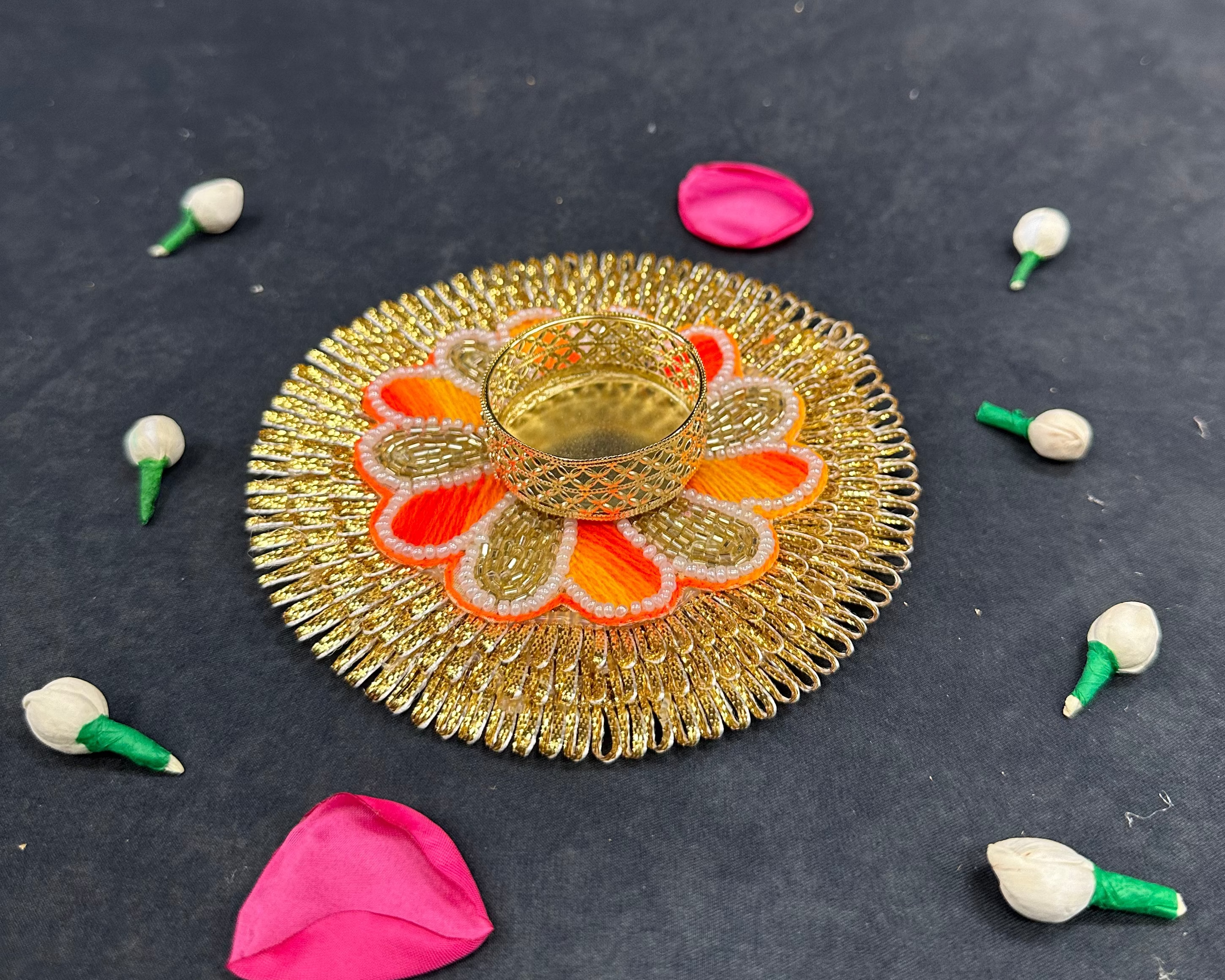 Frill-Flower Diya Mat (5")