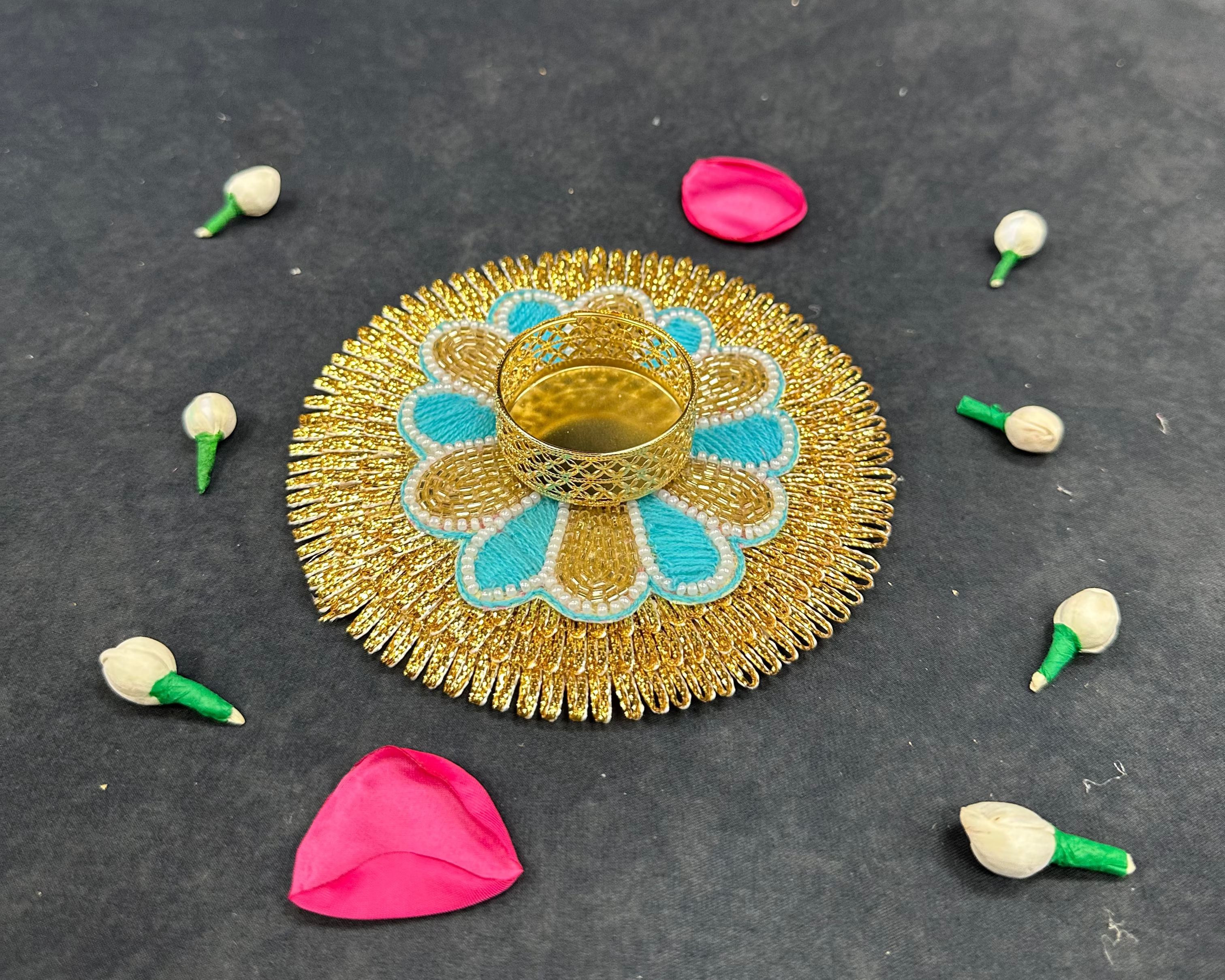 Frill-Flower Diya Mat (5")