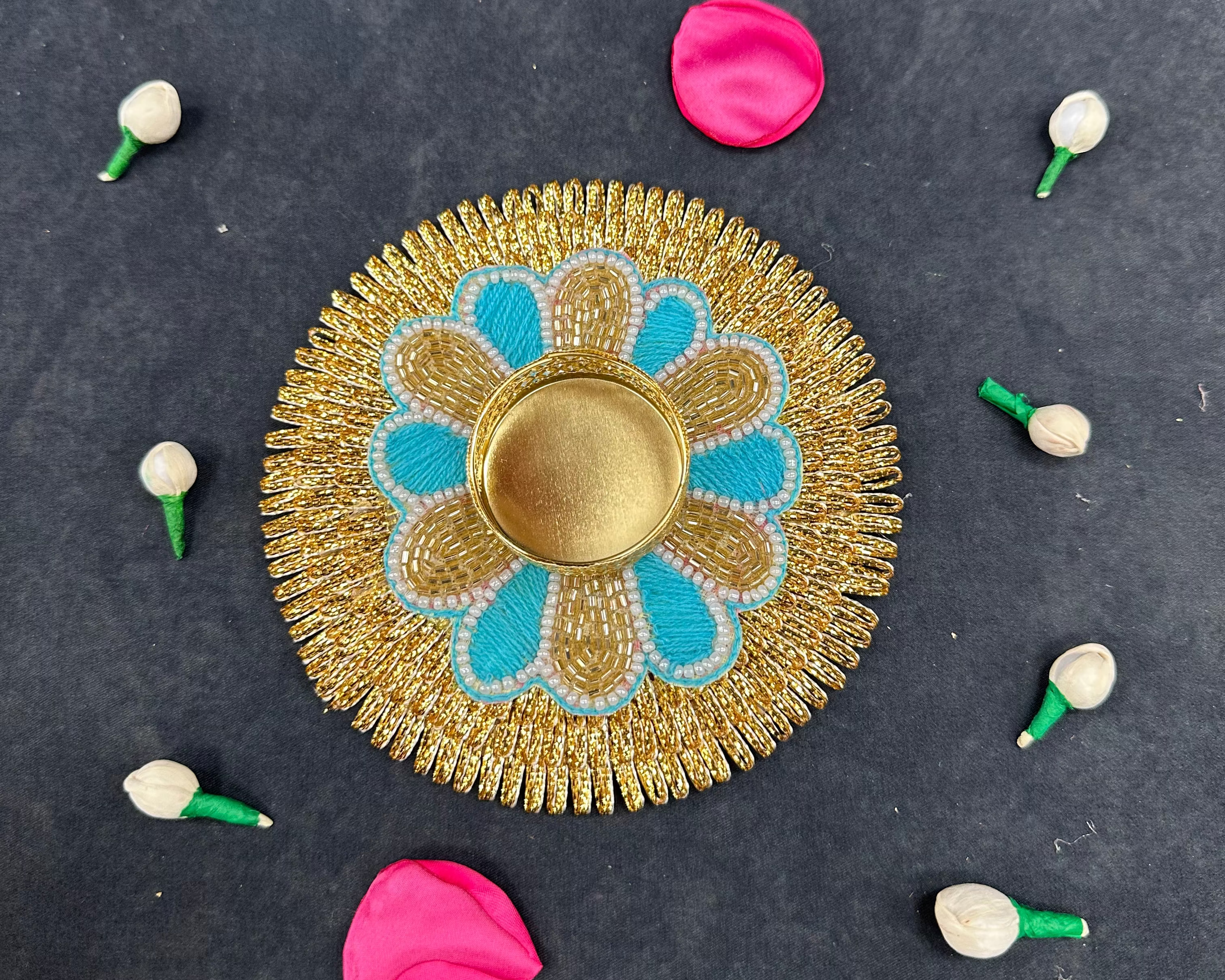Frill-Flower Diya Mat (5")