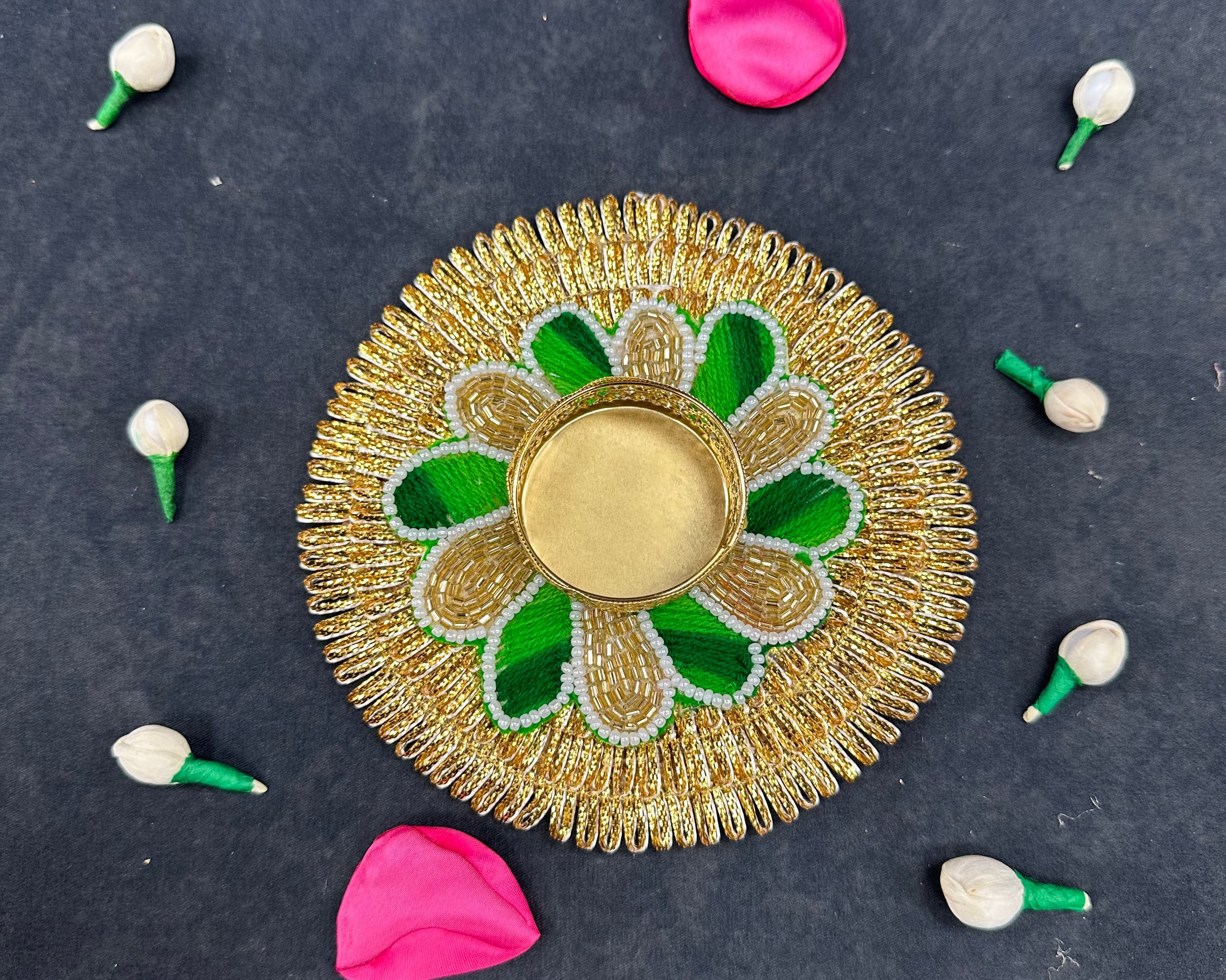 Frill-Flower Diya Mat (5")
