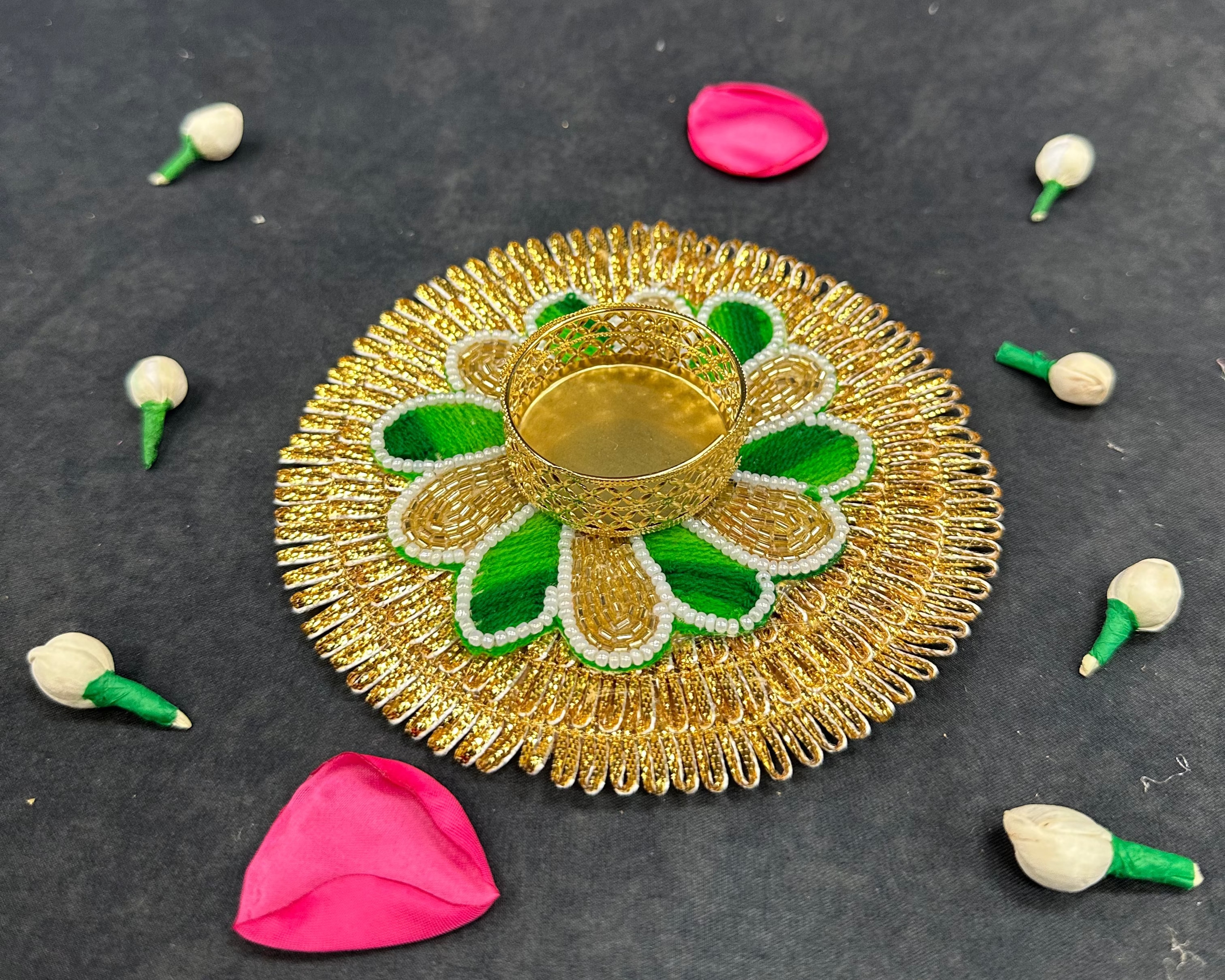 Frill-Flower Diya Mat (5")