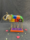 Royal Patchwork Elephant with Bells Tabletop Decor
