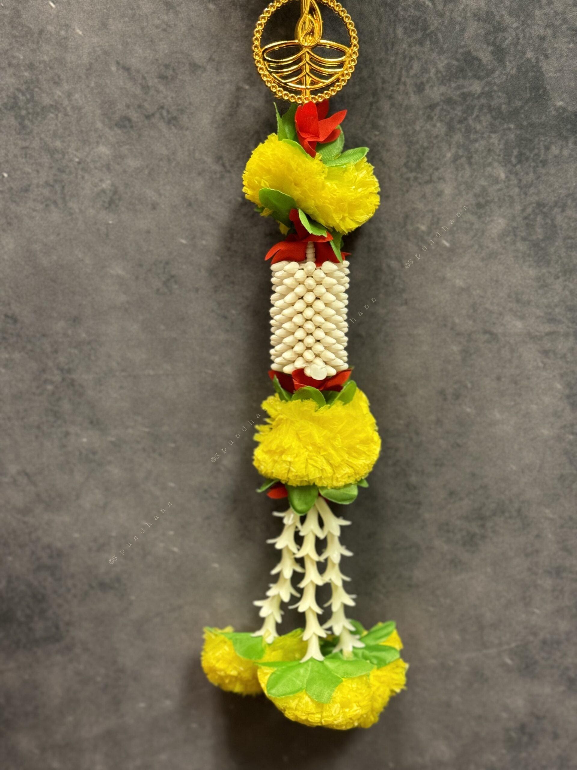 Marigold & Diya Flower Decor with Rajnigandha Tassel