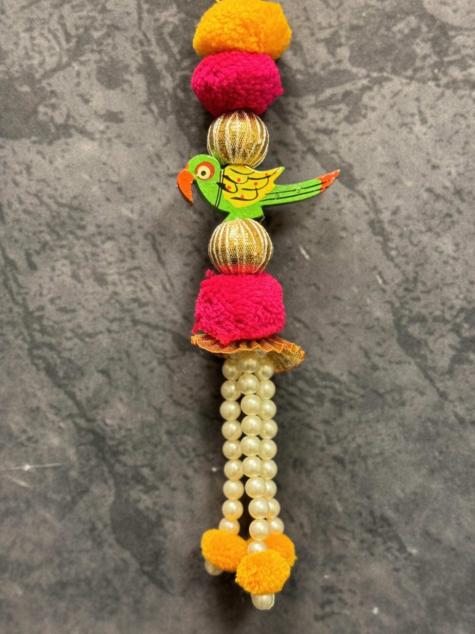 Wooden Parrot, Pom Pom Pearl Dangler