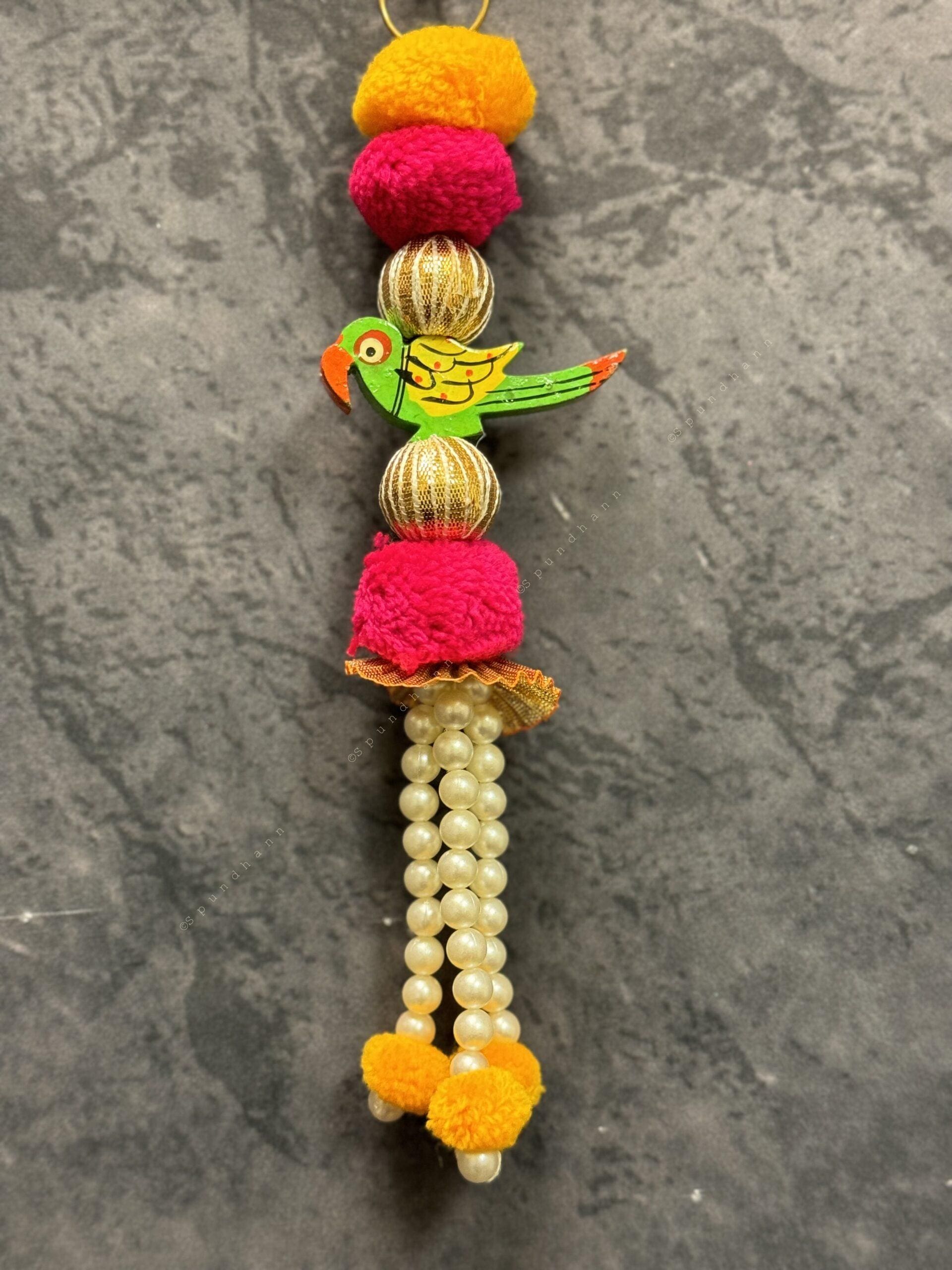 Wooden Parrot, Pom Pom Pearl Dangler