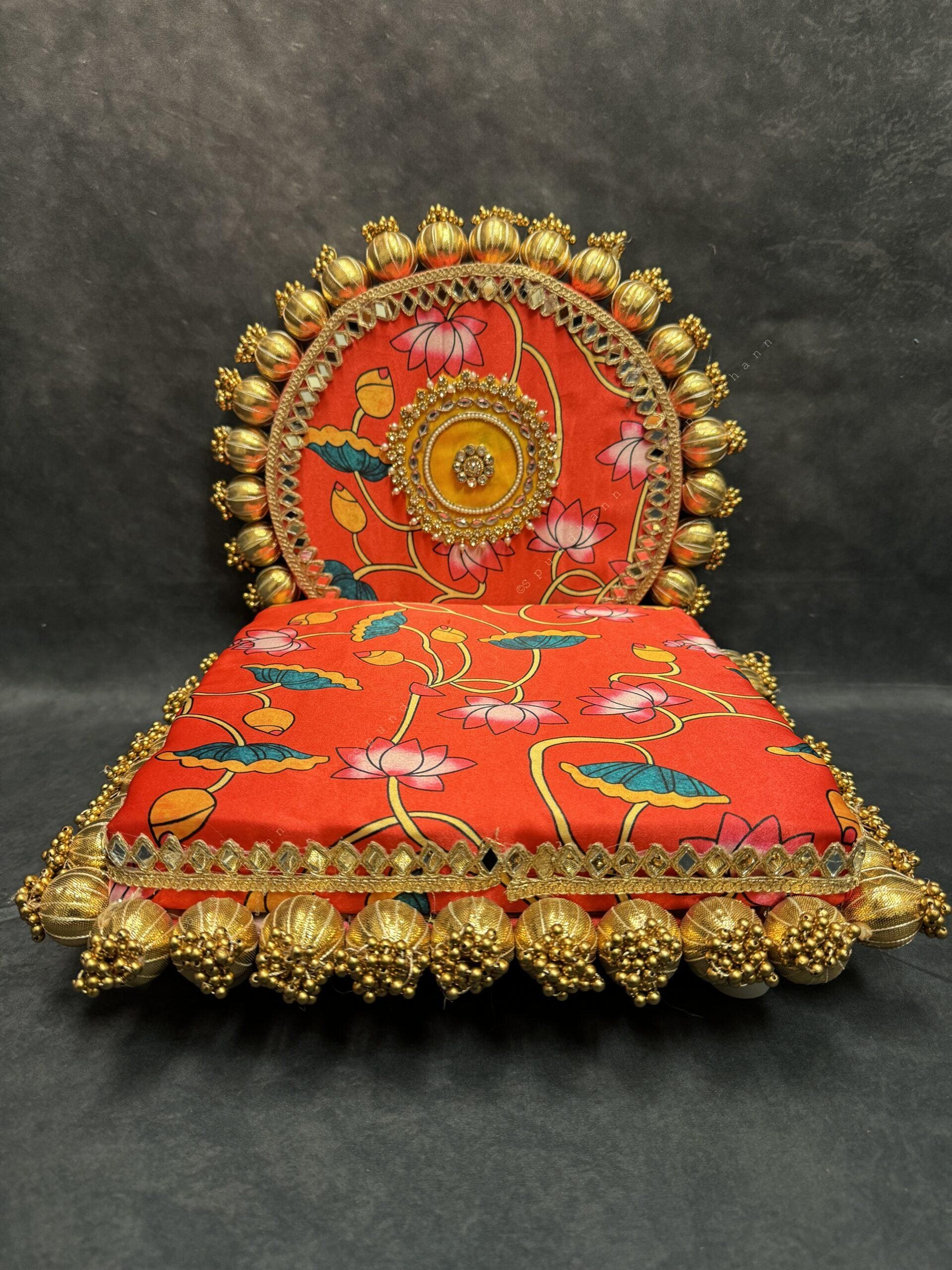 Gota Decorated Chowki For Pooja