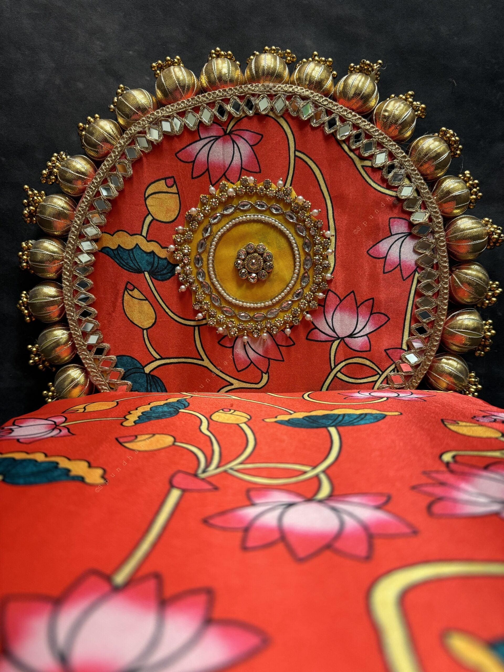 Gota Decorated Chowki For Pooja