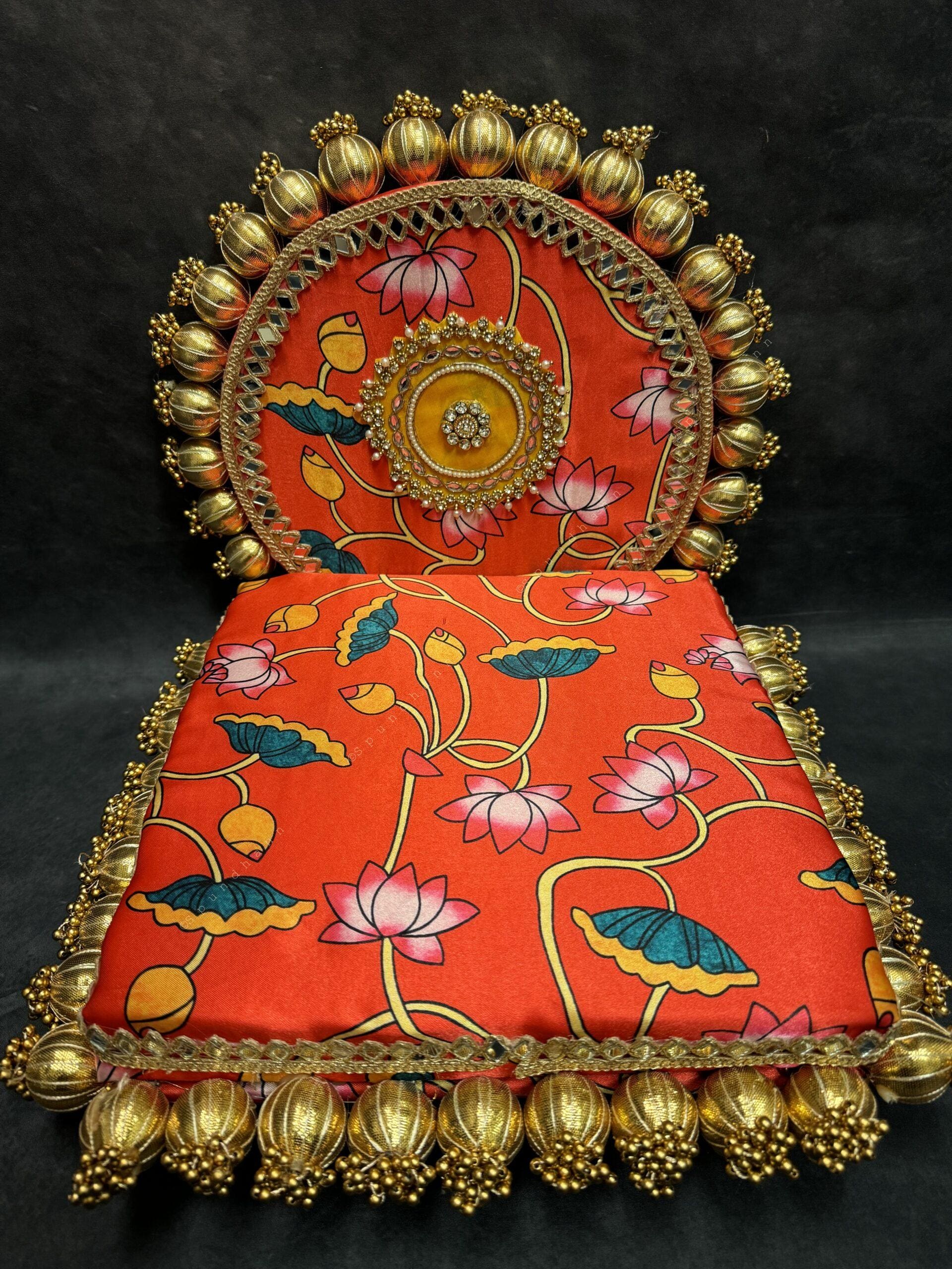 Gota Decorated Chowki For Pooja