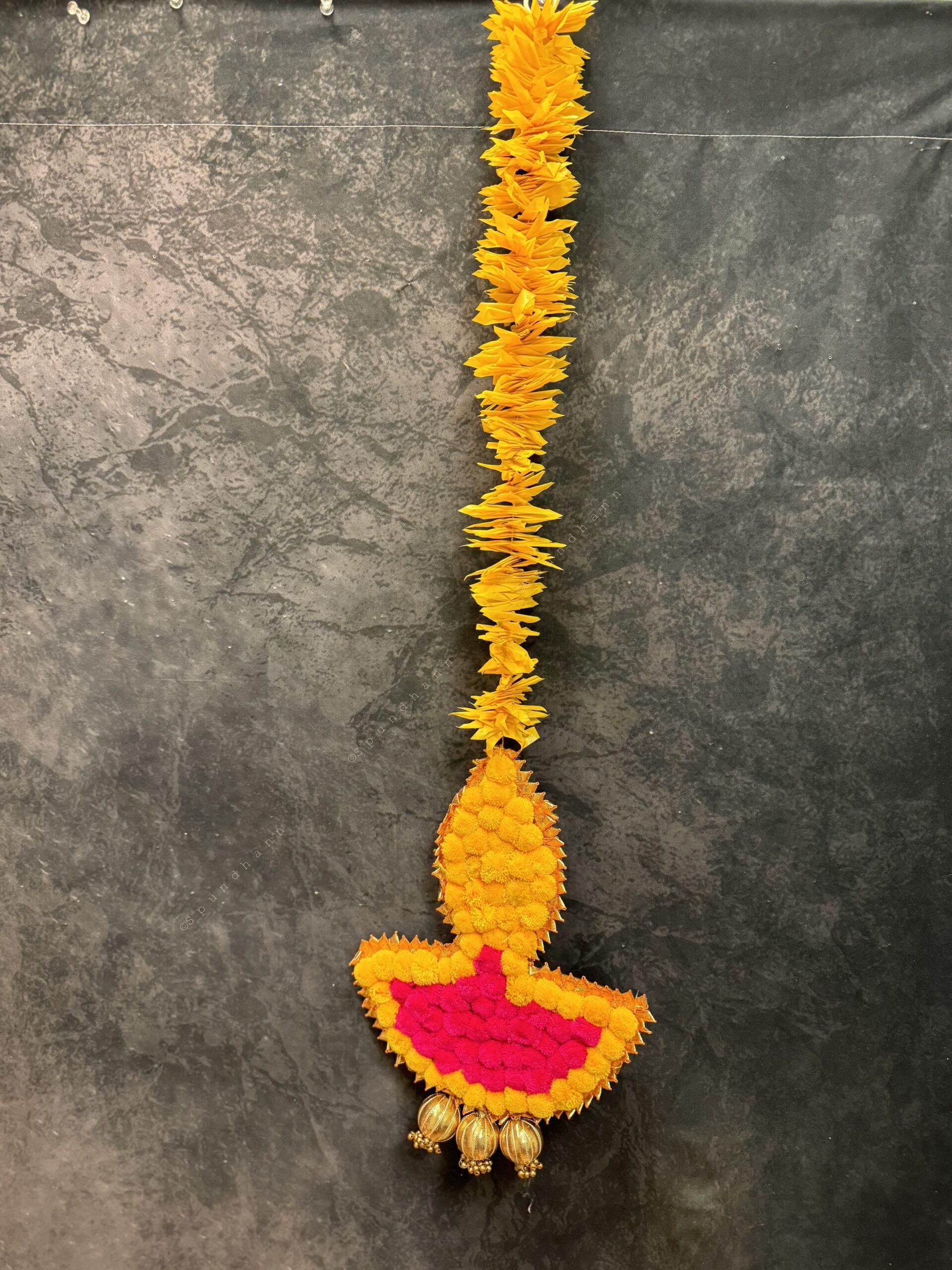 Chameli and Diya Shape Pom Pom Hanging