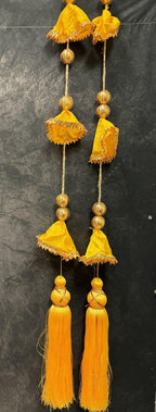 Sequin, Bead and Tassel Hanging Pair (Yellow)