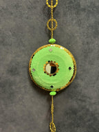 Large Disc & Pom Pom Dangler with Mirror Pair
