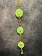 Large Disc & Pom Pom Dangler with Mirror Pair