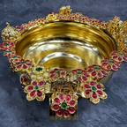 Gold Plated Floral Stone Urli Bowl