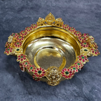 Gold Plated Floral Stone Urli Bowl