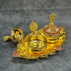 Gold Plated Kumkum Box Set with Tray