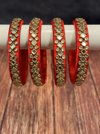Studded Thin Colorful Bangle Pack of 4