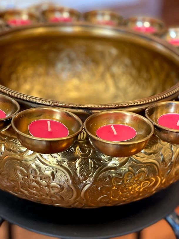 Traditional Brass Urli with Tea Light Holders