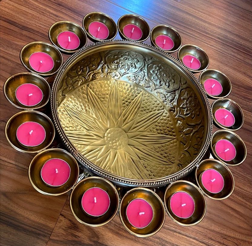 Traditional Brass Urli with Tea Light Holders
