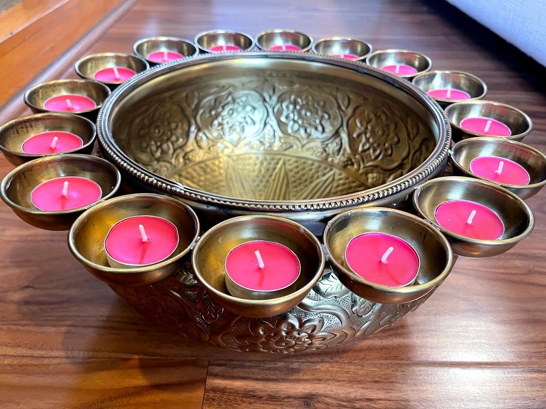 Traditional Brass Urli with Tea Light Holders
