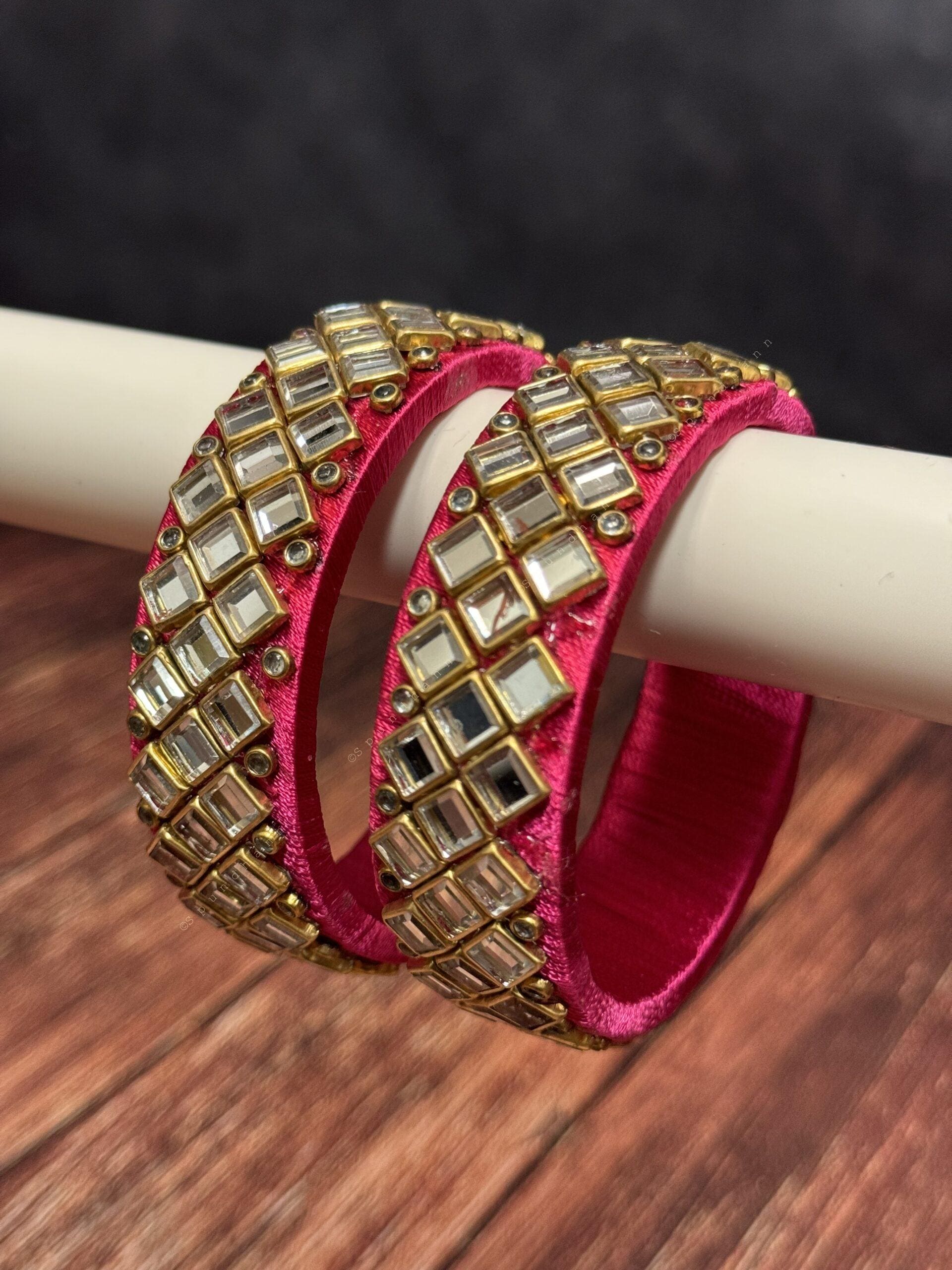 Studded Thick Colorful Bangle Pack of 2
