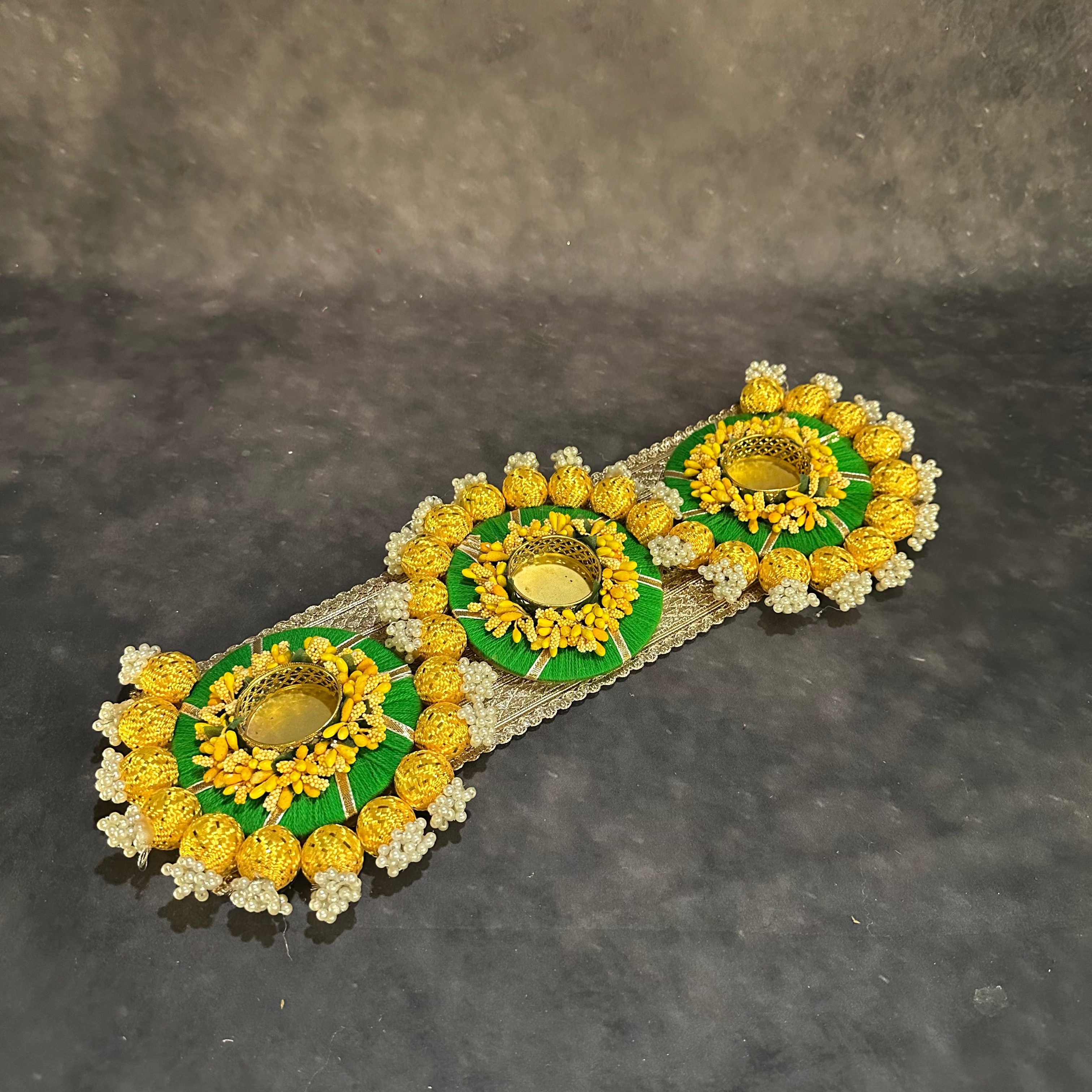 Triple Circle Beaded Tea Light Holder