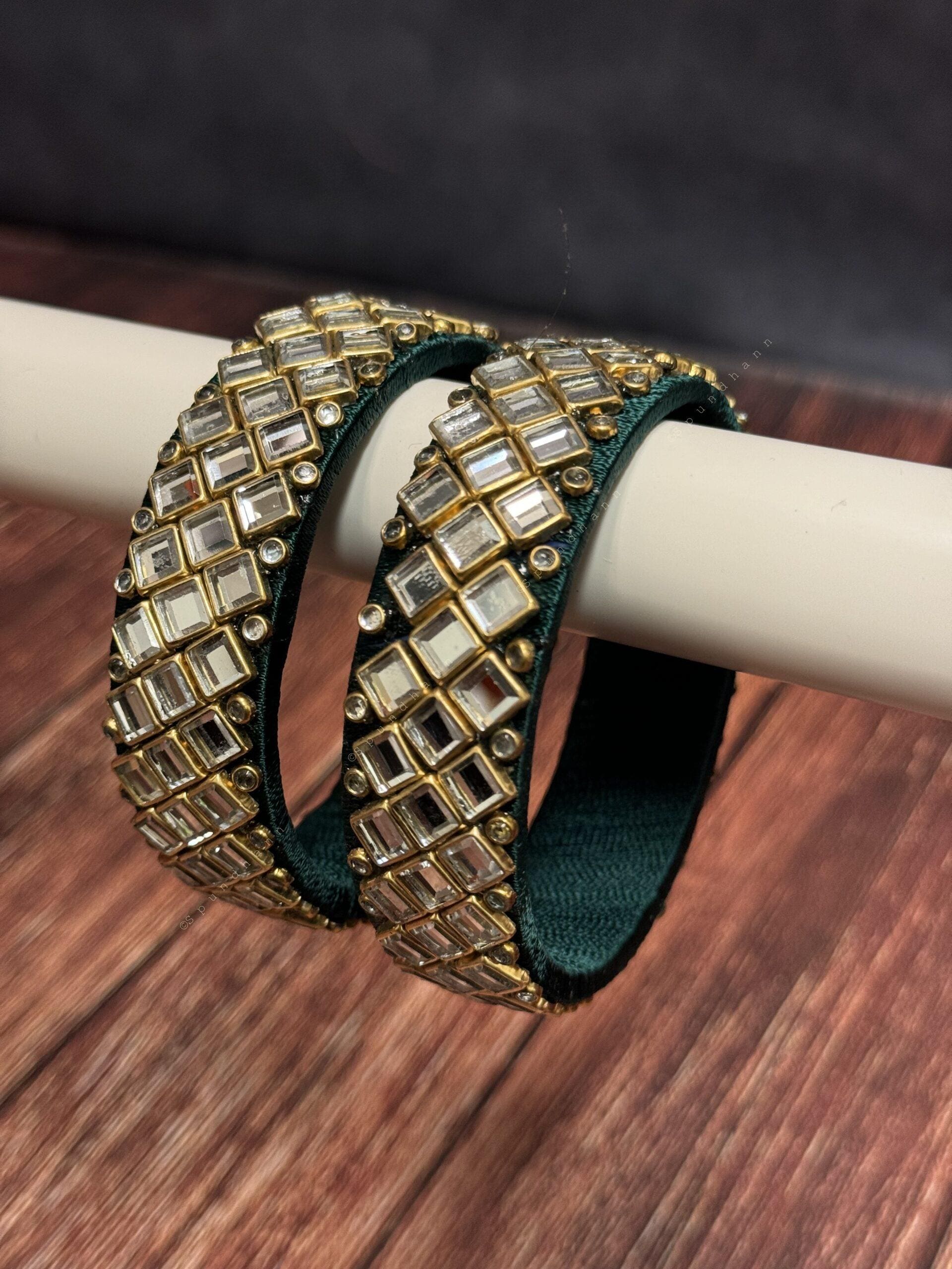Studded Thick Colorful Bangle Pack of 2