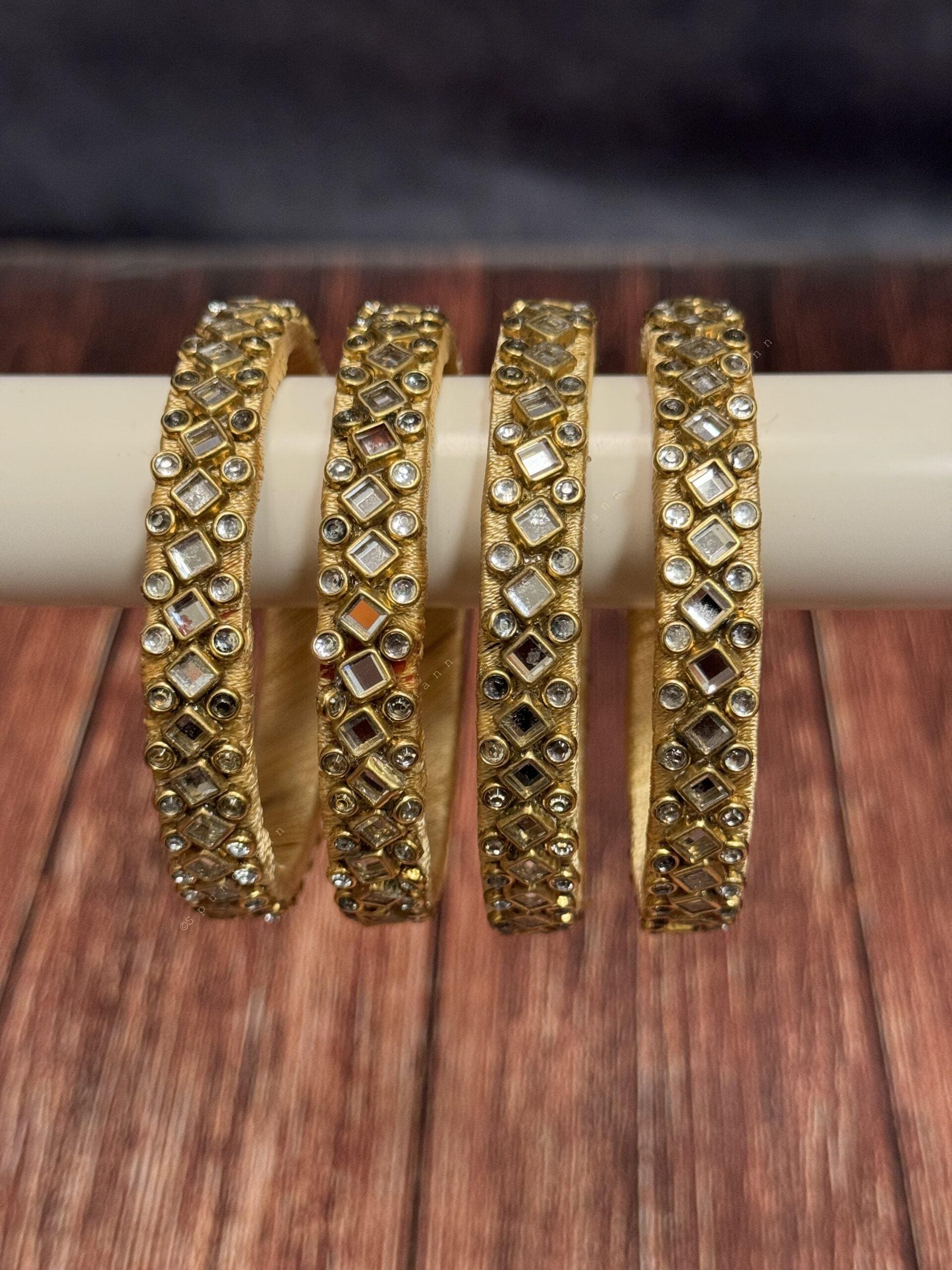Studded Thin Colorful Bangle Pack of 4