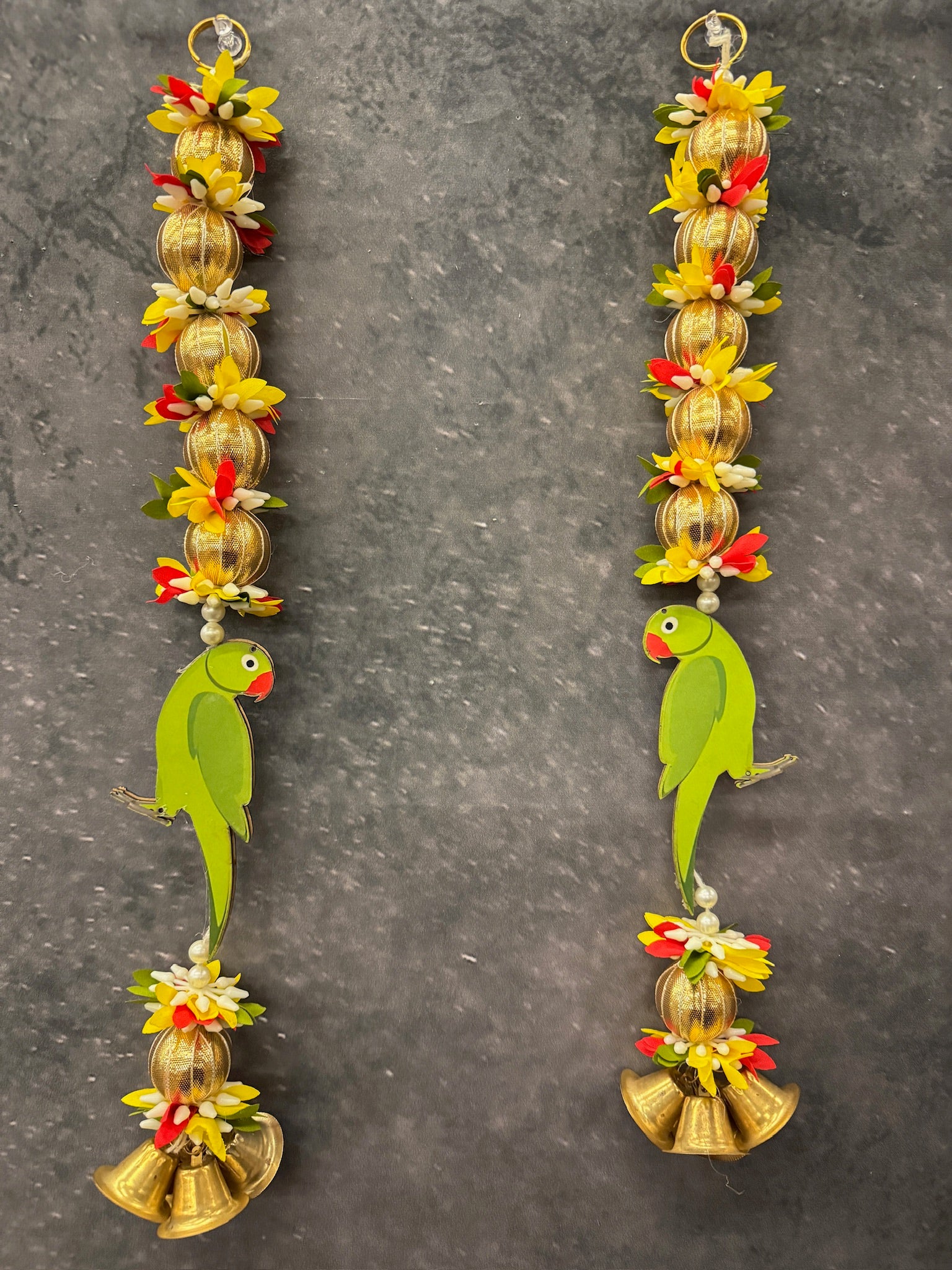 Parrot Gold Bead bell Dangler Pair
