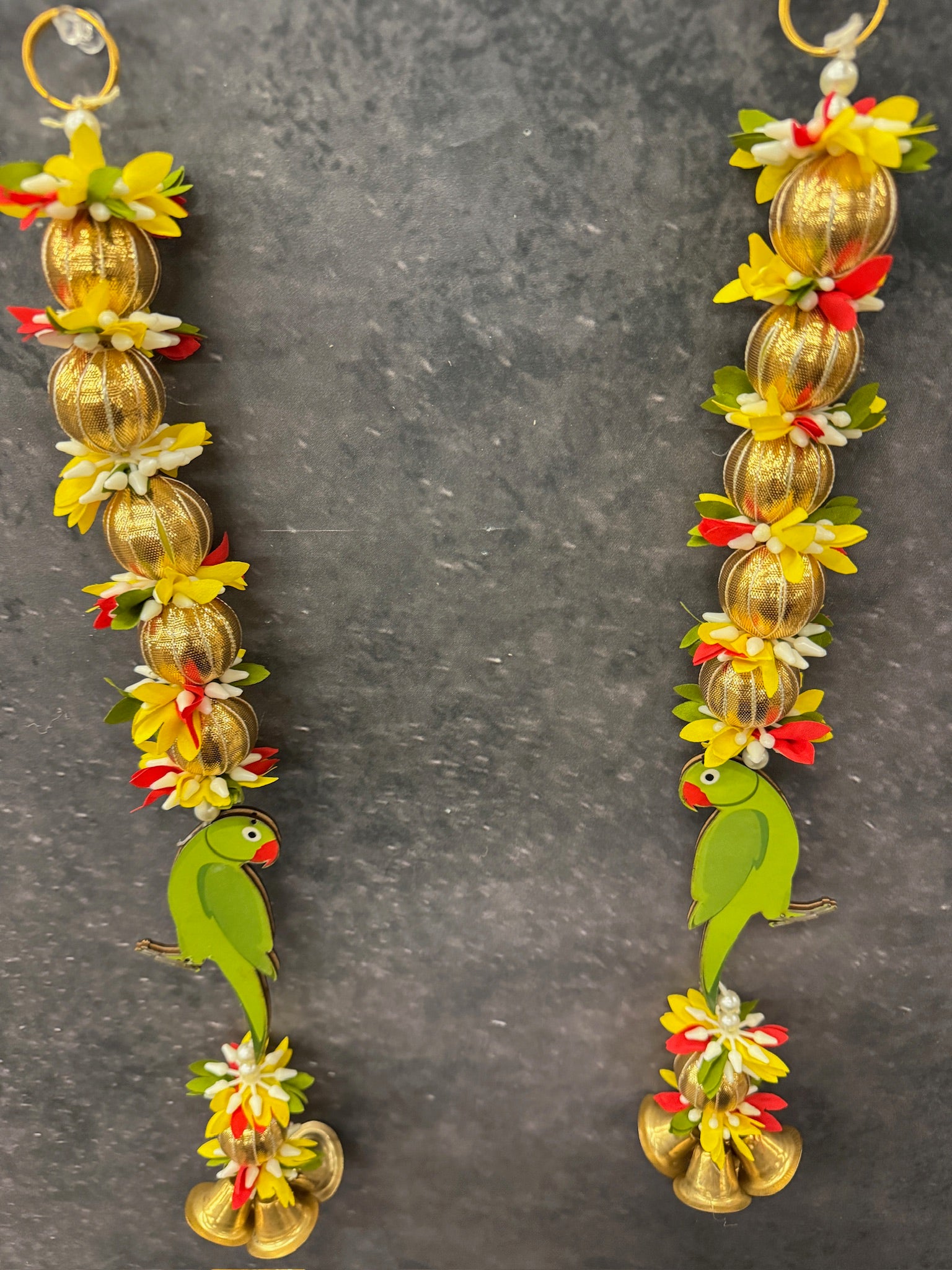 Parrot Gold Bead bell Dangler Pair