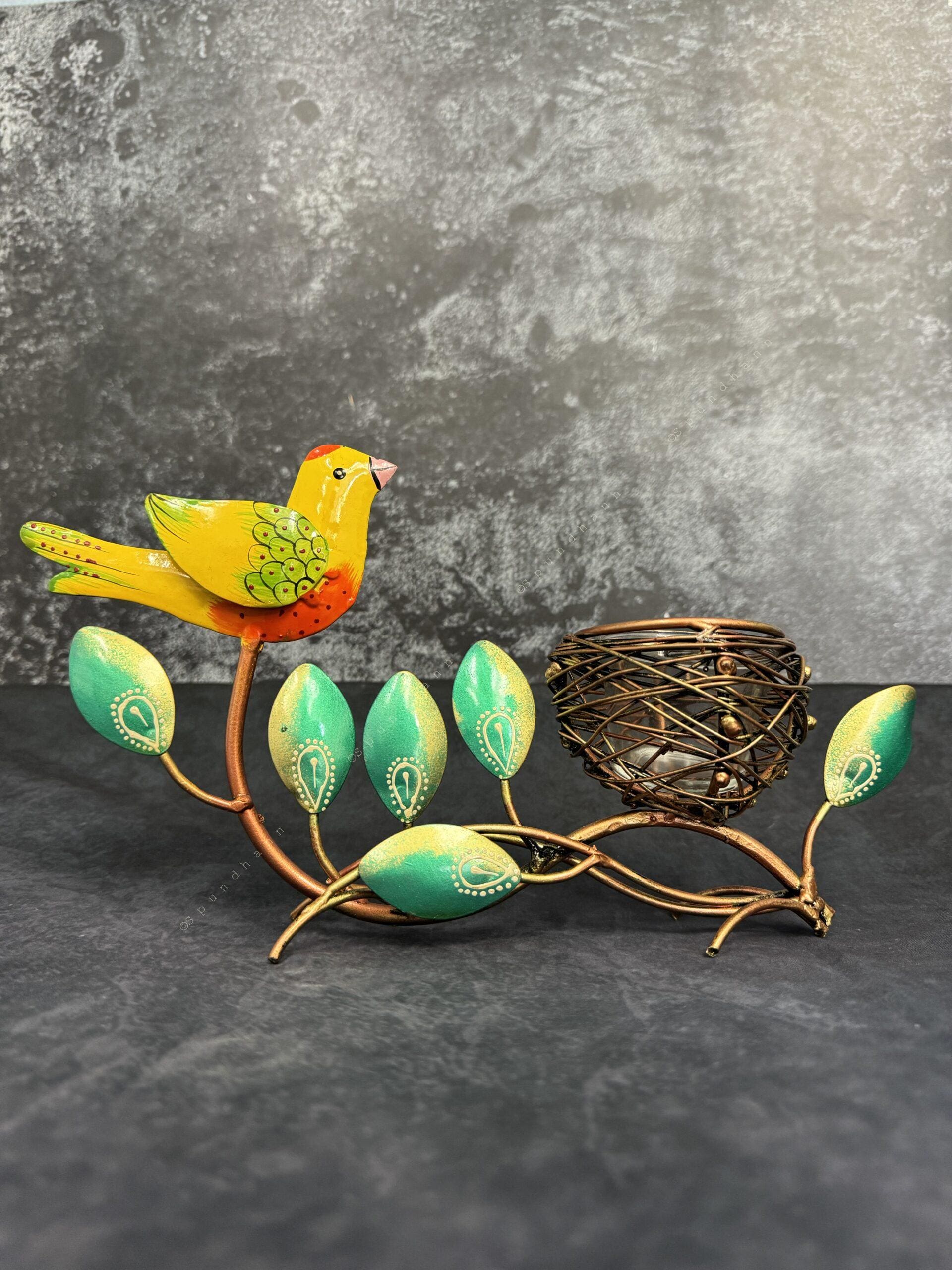 Bird & Nest Tea Light with Glass