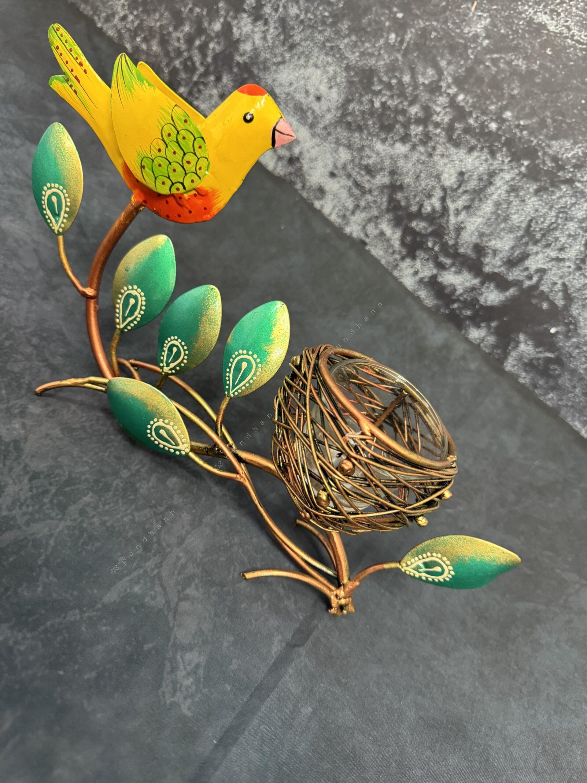 Bird & Nest Tea Light with Glass