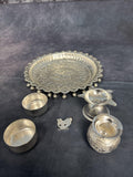 German Silver Puja Plate/Platter Set (Small and Mini)