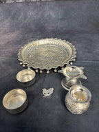 German Silver Puja Plate/Platter Set (Small and Mini)