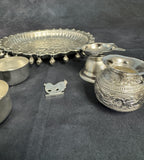 German Silver Puja Plate/Platter Set (Small and Mini)