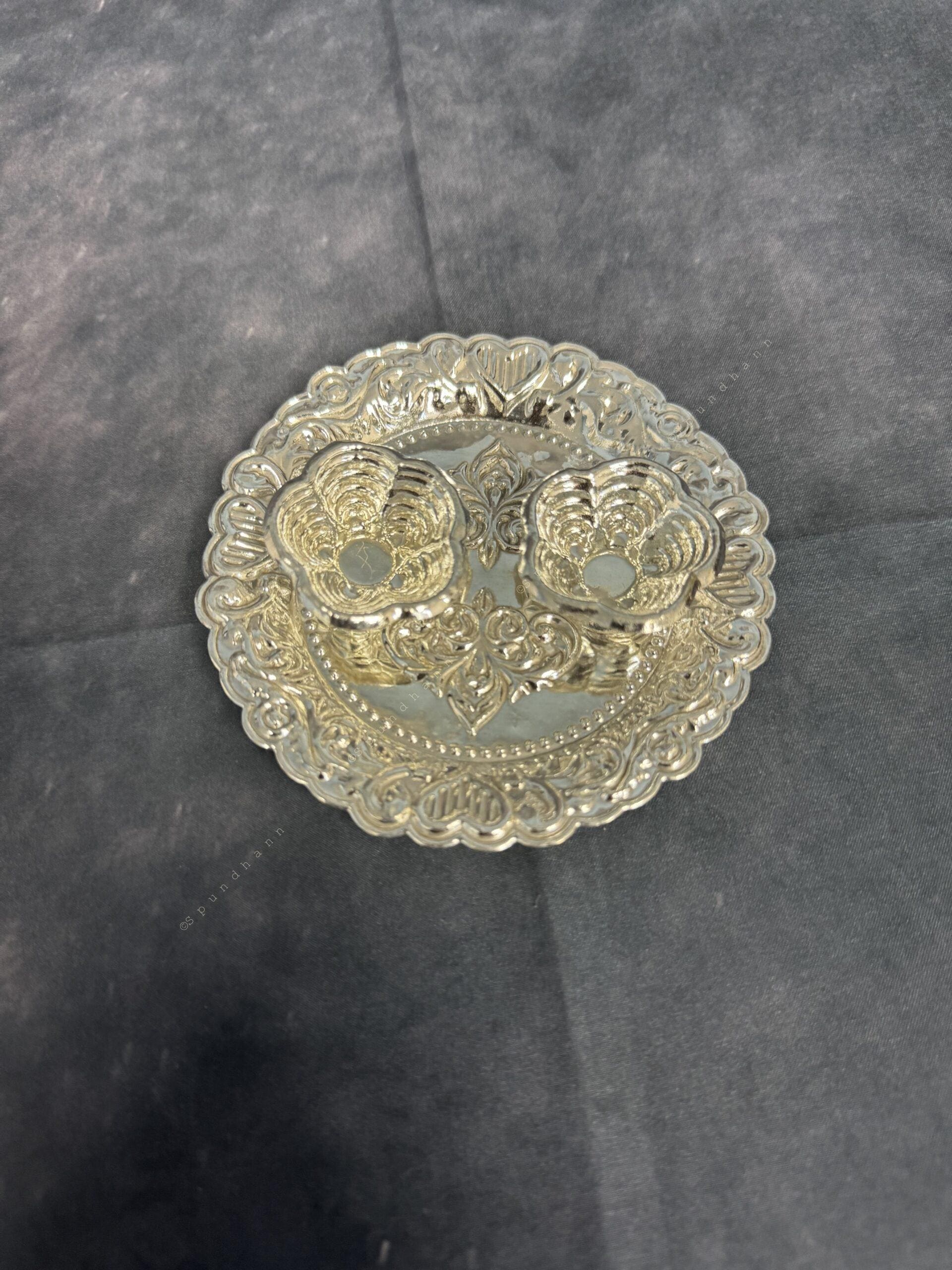 German Silver Puja Plate/Platter Set (Small and Mini)