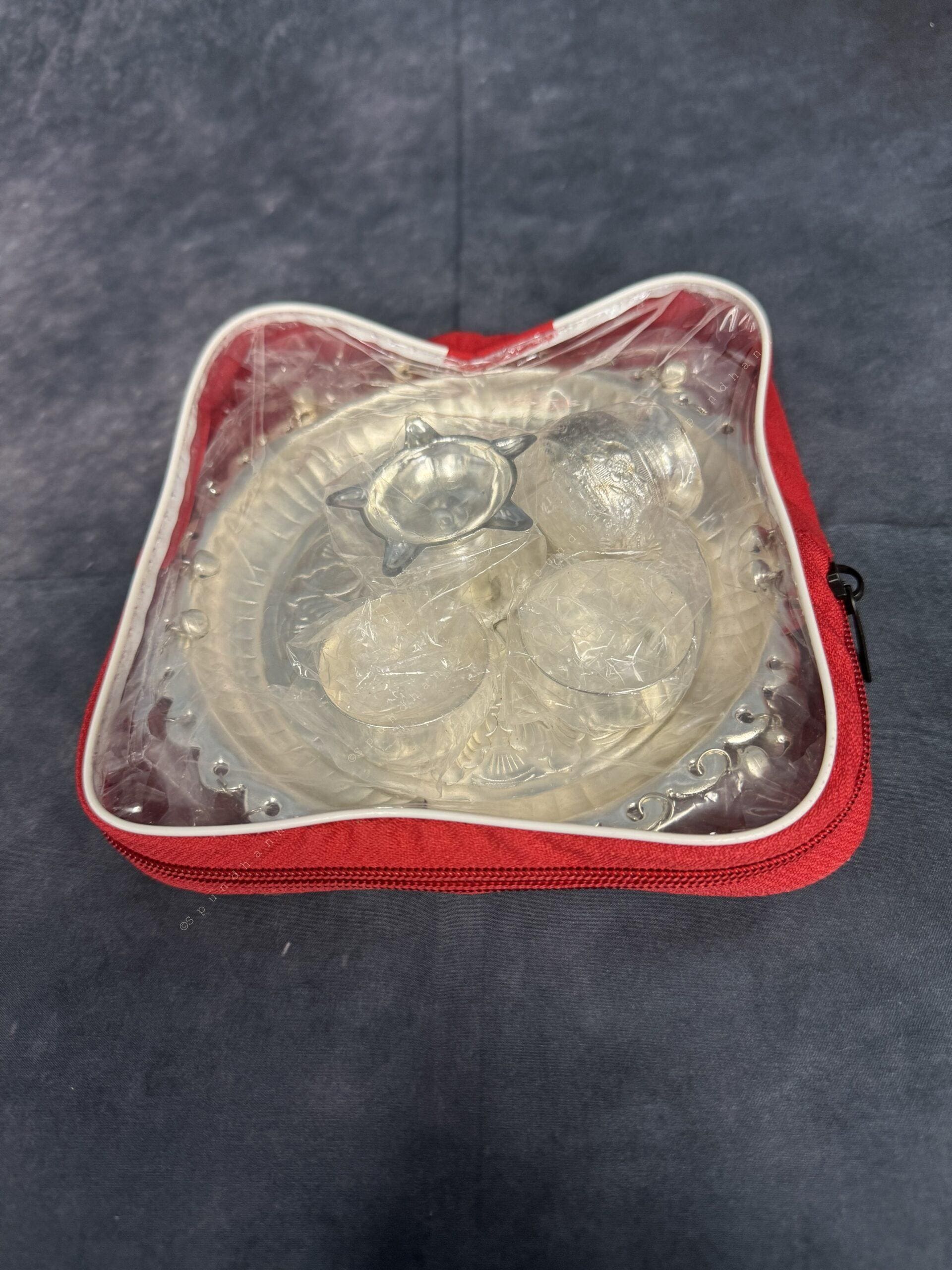 German Silver Puja Plate/Platter Set (Small and Mini)