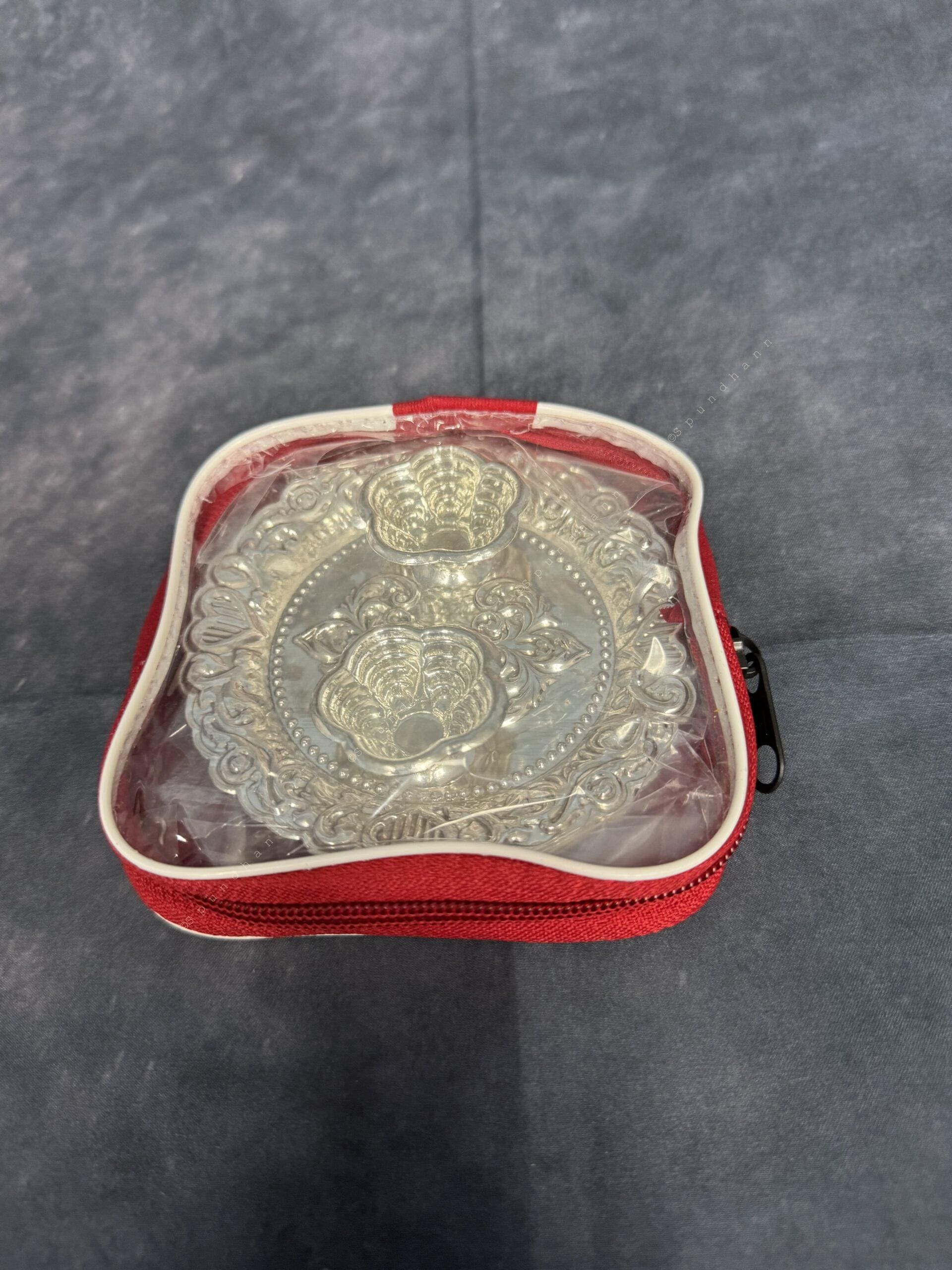 German Silver Puja Plate/Platter Set (Small and Mini)