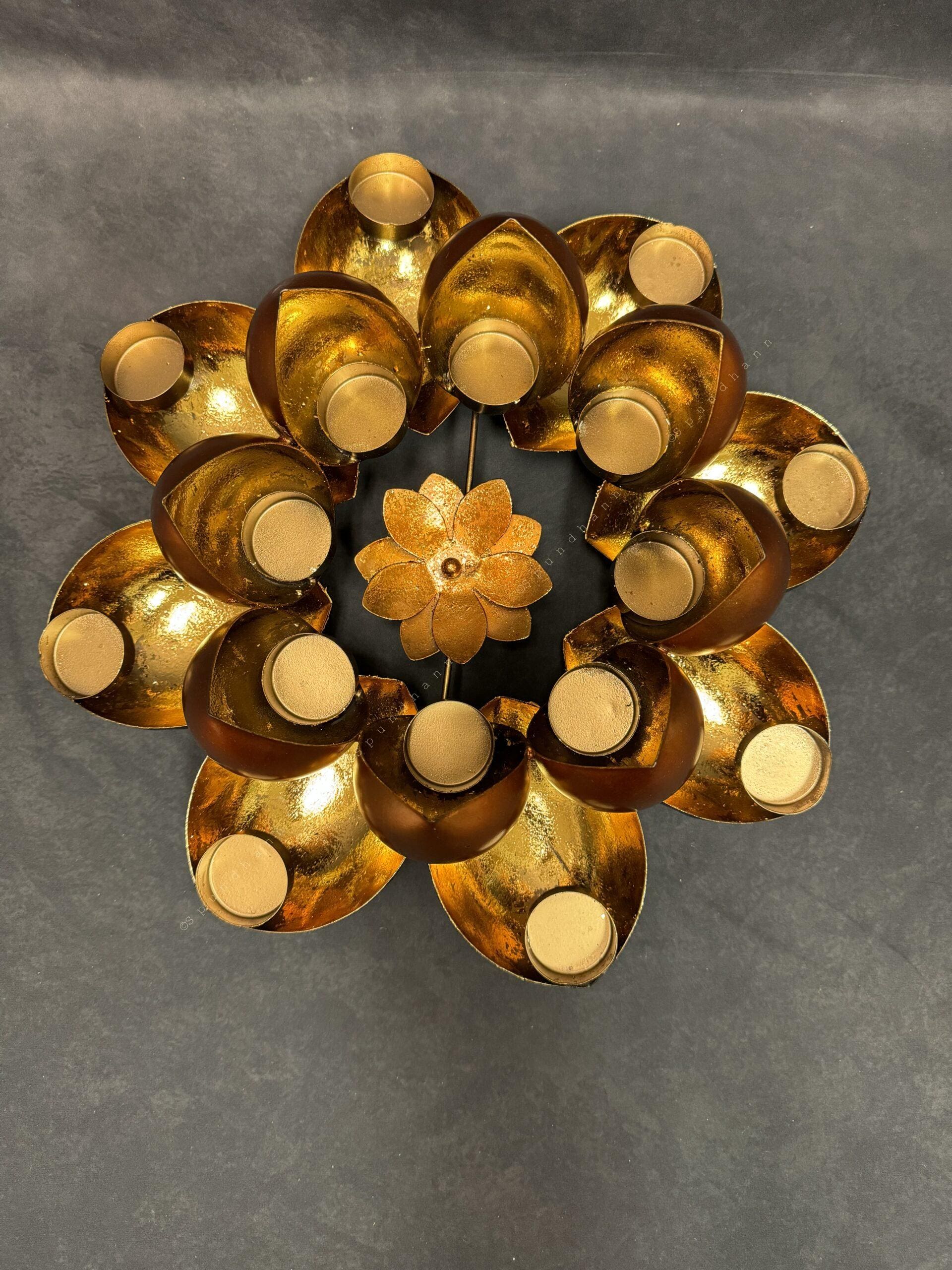 Large Lotus Multi Tea Light Holder (Black Gold Copper)