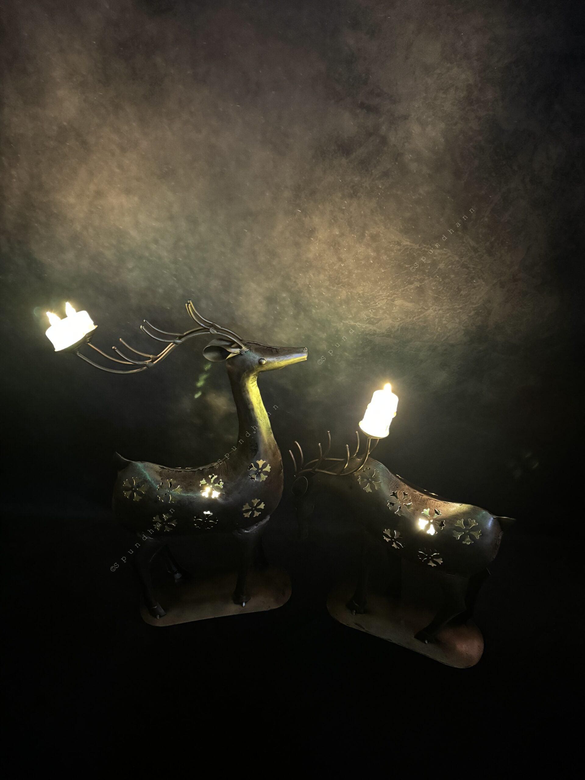 Deer Dhoop and Tea Light Holder Pair