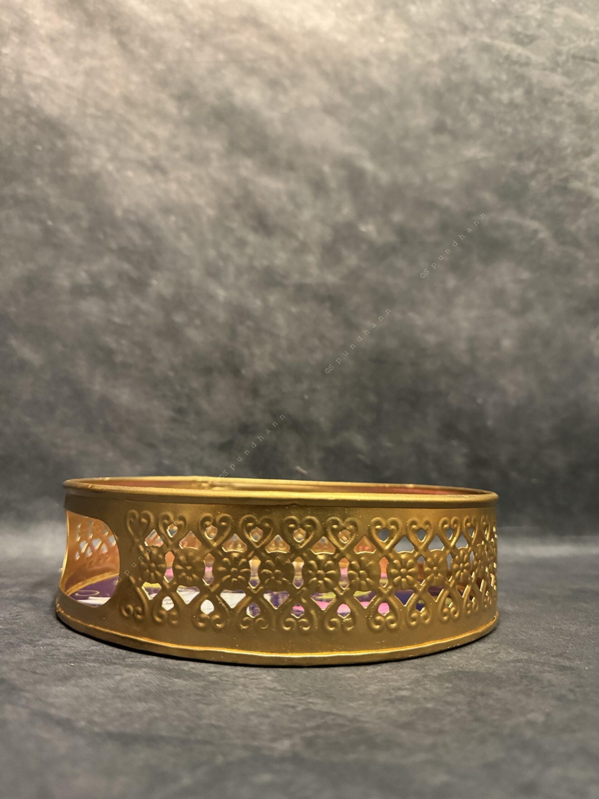 Circular Golden Tray With Pichwai Art Picture Set of 2