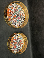 Circular Golden Tray With Pichwai Art Picture Set of 2
