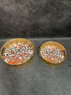 Circular Golden Tray With Pichwai Art Picture Set of 2