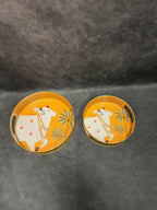 Circular Golden Tray With Pichwai Art Picture Set of 2